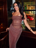 Simple Dark Khaki Halter Dress Design A-line Tulle Women Party Dress, HZ0319