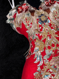 Retro Sparkling Beaded Sequin Mermaid Design Exquisite Embroidery Wedding Outfit Evening Dress Prom Dresses HZ0319