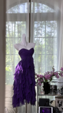 Elegant Purple Sweetheart Strapless Romantic A-Line Chiffon Tiered Evening Dress Prom Dresses HZ0319