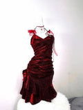 Retro Glitter Burgundy Spaghetti Strap 18th Birthday Party Dress Homecoming Dress HZ0319