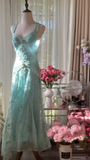 Retro Sparkling Light Blue Sweetheart Design A-line Romantic Chiffon Evening Dress Prom Dress HZ0319