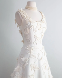 Vintage White 3D Grapes Applique Design A-Line Short Homecoming Dress Party Dress HZ0319