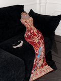 Gorgeous Sparkling Beaded Sequin Mermaid Design Exquisite Embroidery Evening Dress Prom Dresses HZ0319