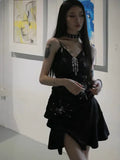 Sparkling Black Sequin Spaghetti Strap Design 16th Birthday Party Dress Homecoming Dress HZ0319