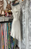 Vintage Silvery Irregular Hem Design A-Line Spaghetti Strap Prom Dress Evening Dress HZ0319