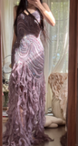 Vintage Purple Sparkling Strapless Design Elegant Chiffon Evening Dress Prom Dresses HZ0319