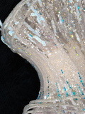 Gorgeous Sparkling Blue Sequin A-Line Elegant Chiffon Evening Dress Prom Dresses Ball Gown HZ0319