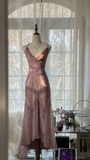 Vintage Elegant Purple Fairy Long Chiffon Spaghetti Strap Romantic Evening Dress Prom Dresses HZ0319