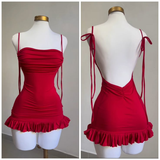 Sexy Red Straps Sheath Backless Short Party Dresses Homecoming Dresses, HZ0319