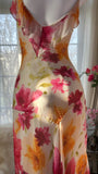 Vintage Floral A-line V-neck Spaghetti Strap Evening Dress Prom Dresses, HZ0319