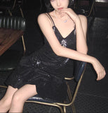 Sparkling Black Sequin Spaghetti Strap Design 16th Birthday Party Dress Homecoming Dress HZ0319