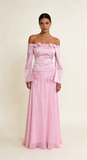 Elegant Pink Off Shoulder Sheath Long Party Dress Lovely Birthday Outfits Prom Dress, HZ0319