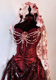 Gothic Burgundy Straps A-Line Sequins Vintage Long Evening Party Dress, HZ0319