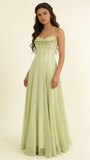 Light Green Spaghetti Straps A-Line Chiffon Long Prom Dress Birthday Dress, HZ0319