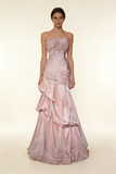 Light Pink Prom Dress Spaghetti Straps Mermaid Beading Vintage Long Party Dress Birthday Outfits, HZ0319