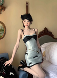Cute Spaghetti Straps Birthday Party Dress Mini Homecoming Dress with Bowknot HZ0319