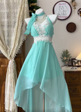 Sweet V-neck Halter Sleeveless A Line Dress Empire Prom Dress Quinceanera Dress HZ0319