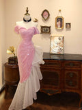 Shiny Sweetheart Neckline Pleated Tulle Mermaid Sheath Prom Dress Evening Dress Gala Dress HZ0319