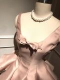 Sweet Straps Crew Neck Tiered Ruffle Short Back to School Outfits Homecoming Dress with Bowknot HZ0319