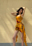 Sexy Seaside Spaghetti Straps Soutache Ruffle Short Outfits Dress Women Dress Summer Dress HZ0319