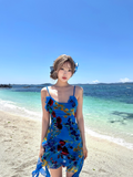 Sexy Seaside Spaghetti Straps Soutache Ruffle Short Outfits Dress Women Dress Summer Dress HZ0319
