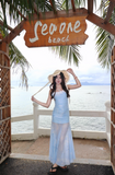 Seaside Spaghetti Straps Sheath Lace Printing Long Mermaid Party Dress Women Dress Summer Dress Vacation Dress HZ0319