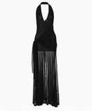 Sexy V-neck Halter Large Backless Tulle Floor Length Skirt Summer Dress Women Dress HZ0319