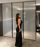 Sexy V-neck Halter Large Backless Tulle Floor Length Skirt Summer Dress Women Dress HZ0319