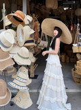 Island Style Halter Backless Tiered Pleated Beach Vacation Dress Women Summer Long Dress HZ0319