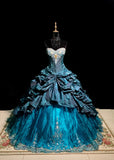 Gorgeous Sweetheart Neckline Crystal Pleated Tiered Tulle Beading Ball Gown Sweet 16 Dress Evening Dress HZ0319