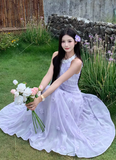 Elegant Halter Lace Flower Long Women Dress Dating Dress Summer Seaside Dress HZ0319
