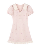 Cute A Line V-neck Bowknot Pleated Casual Dress Short Women Skirt Summer Date Dress HZ0319