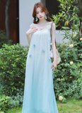 Island Spaghetti Straps Gradient Color Flower Long Vacation Dress Summer Women Dress HZ0319