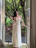 Sexy Shiny Halter Pleated Long Skirt Women Summer Vacation Date Dress HZ0319