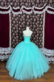 Sweet Strapless Bowknot Rhinestone Tulle Ball Gown Quinceanera Dress Party Prom Dress HZ0319