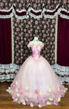 Sweet Strapless Flower Pleated Tulle Ball Gown Birthday Dress Quinceanera Dress Prom Dress Evening Dress HZ0319