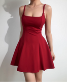 Sexy A Line Spaghetti Straps Casual Short Skirt Summer Vacation Seaside Dress Women Date Dress HZ0319