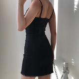 Popular Spaghetti Straps Bowknot Fitted Short Skirt Casual Wommen Summer Date Dress HZ0319