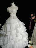 Sweet Sweetheart Neckline Flower Beaded Pleated Tiered Ruffle Ball Gown Evening Dress Quinceanera Dress Birthday Prom Dress HZ0319