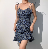 Fashion Spaghetti Straps Print Short Skirt Women Junior Summer Vacation Dress HZ0319