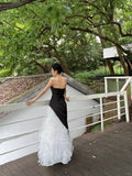 Sexy Strapless Pearl Tulle Ruffle Pleated Prom Dress Birthday Party Dress Evening Dress HZ0319