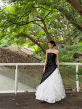Sexy Strapless Pearl Tulle Ruffle Pleated Prom Dress Birthday Party Dress Evening Dress HZ0319