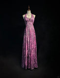 Elegant Halter Pleated Print Backless Prom Dress Evening Dress Party Dress HZ0319