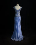 Gergous V-neck Beading Sequins Pleated Floor Length Prom Dress Evening Dress Party Dress HZ0319