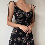 Vintage Spaghetti Straps Ruffle Print Short Skirt Wommen Teenage Girl Summer Saside Dress HZ0319