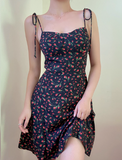 Cute A Line Lace up Print Short Skirt Wommen Teenage Girl Summer Vacation Dress HZ0319