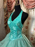 Stunning Prom Dress Halter Sequins Tiered Ball Gown Evening Dress Sweet 16 Dress HZ0319