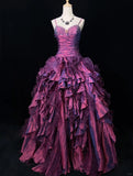 Charming Prom Dress Spaghetti Straps Pleated Ruffle Ball Gown Evening Dress Gala Dress HZ0319