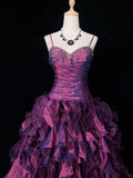 Charming Prom Dress Spaghetti Straps Pleated Ruffle Ball Gown Evening Dress Gala Dress HZ0319