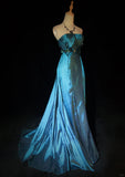 Gorgeous Prom Dress A Line Strapless Pleated Flower Long Prom Gown Evening Dress Gala Dress Business Dinner Dress HZ0319